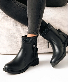 GEMO Boots femme unies avec détail serpent imitation noir standard