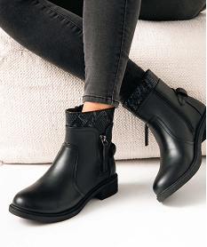 GEMO Boots femme unies avec détail serpent imitation Noir