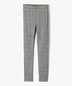 GEMO Pantalon slim en maille à carreaux et taille haute fille noir standard