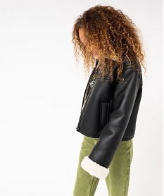 GEMO Blouson en cuir imitation avec doublure sherpa fille noir standard