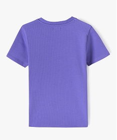 tee-shirt fille en maille cotelee a manches courtes violetJ386901_4