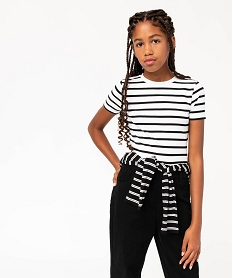 GEMO Tee-shirt à manches courtes en maille côtelée fille Imprimé