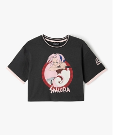 GEMO Tee-shirt court à manches courtes motif Sakura fille - Naruto Noir