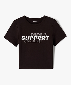 GEMO Tee-shirt fille coupe courte avec message sur le buste marron standard
