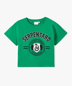 GEMO Tee-shirt fille coupe courte avec motif Serpentard - Harry Potter vert standard