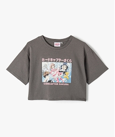 tee-shirt court avec motif manga fille - sakura grisJ387801_2