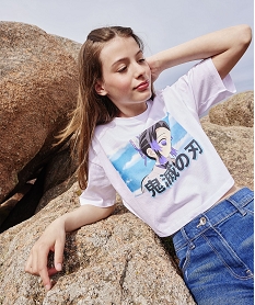 GEMO Tee-shirt court à manches courtes fille - Demon Slayer blanc standard