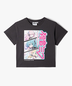 tee-shirt fille a manches courtes coupe ample - hatsune miku grisJ388001_1