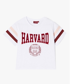 tee-shirt large et court a manches courtes fille - harvard beigeJ388201_1