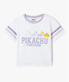 tee-shirt a manches courtes motif pikachu fille - pokemon blancJ388301_2