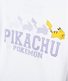 tee-shirt a manches courtes motif pikachu fille - pokemon blancJ388301_3