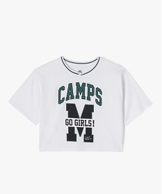 GEMO Tee-shirt court à manches courtes avec motifs fille - Camps United Blanc