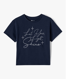 GEMO Tee-shirt court à manches courtes thème Noël fille Bleu