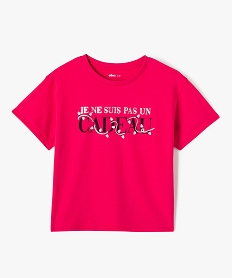 GEMO Tee-shirt court à manches courtes thème Noël fille Rose