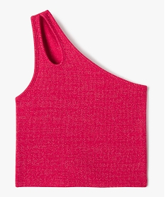 GEMO Tee-shirt asymétrique en maille pailletée fille Rose