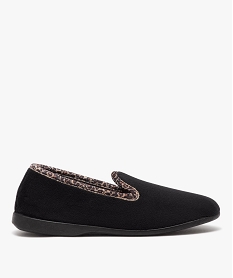 GEMO Chaussons femme pantoufles unies à col motif léopard noir standard