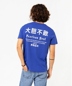 tee-shirt manches courtes a message homme bleuJ392301_3