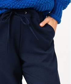 pantalon en toile coupe ample avec taille elastique femme bleuJ392901_2