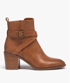 GEMO Boots à talon carré et bout amande femme marron standard