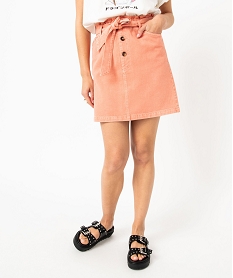 GEMO Jupe en toile denim avec ceinture femme Orange