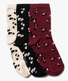 GEMO Chaussettes tige haute à motifs pailletés femme (lot de 3) rouge vif