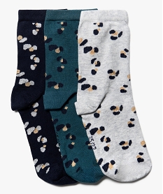 GEMO Chaussettes tige haute à motifs pailletés femme (lot de 3) Bleu