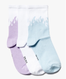 GEMO Chaussettes de sport en maille côtelée femme (lot de 3) bleu standard