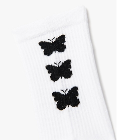 chaussettes a motifs papillons femme (lot de 3) blanc standard chaussettesJ397501_2