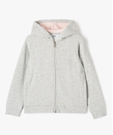 GEMO Sweat zippé à capuche intérieur molletonné fille gris standard