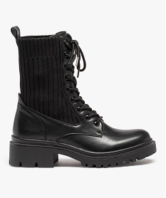 GEMO Bottines femme à semelle crantée et col chaussette noir standard