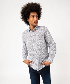 GEMO Chemise manches longues à fleurs homme imprime fleurs