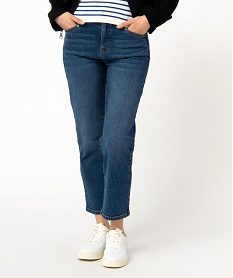 GEMO Jean cropped coupe straight taille haute stretch femme Bleu