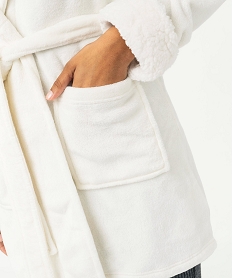 peignoir en velours avec capuche femme blanc pyjamas ensembles vestesJ402001_2