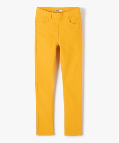 pantalon skinny uni a taille elastiquee fille jaune pantalonsJ402201_1