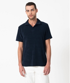 GEMO Polo manches courtes en éponge homme bleu standard