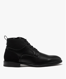 GEMO Boots homme unies style casual à lacets et à zip Noir