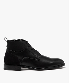 GEMO Boots homme unies style casual à lacets et à zip noir vif