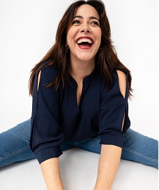 GEMO Blouse à manches chauve-souris femme grande taille navy