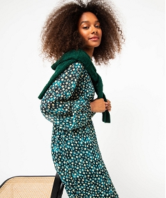 GEMO Robe à manches longues imprimée en voile femme Imprimé