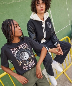 GEMO Tee-shirt à manches courtes avec motif Yin et Yang femme noir standard