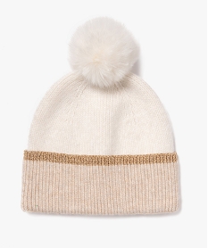 bonnet a pompon avec lisere paillete femme beige standardJ404601_1