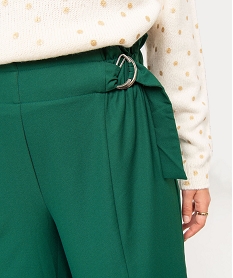 pantalon large avec boucles a la ceinture femme vert pantalonsJ406501_2