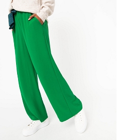 GEMO Pantalon en maille fluide avec ceinture imprimée femme vert standard