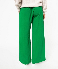 pantalon en maille fluide avec ceinture imprimee femme vert pantalonsJ406801_3