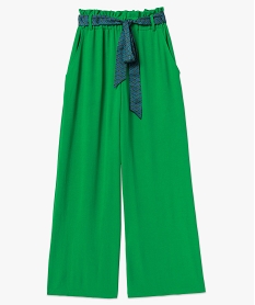 pantalon en maille fluide avec ceinture imprimee femme vert pantalonsJ406801_4