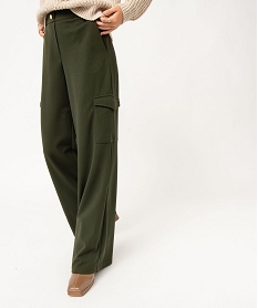 GEMO Pantalon cargo large en maille fluide femme Vert