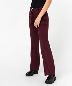 GEMO Pantalon droit en maille fluide à ceinture femme Rouge