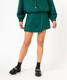 GEMO Jupe short en maille texturée effet rayé femme Vert