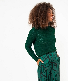 GEMO Pull en maille ajourée femme Vert