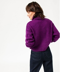 pull femme a col roule coupe courte violetJ409101_3